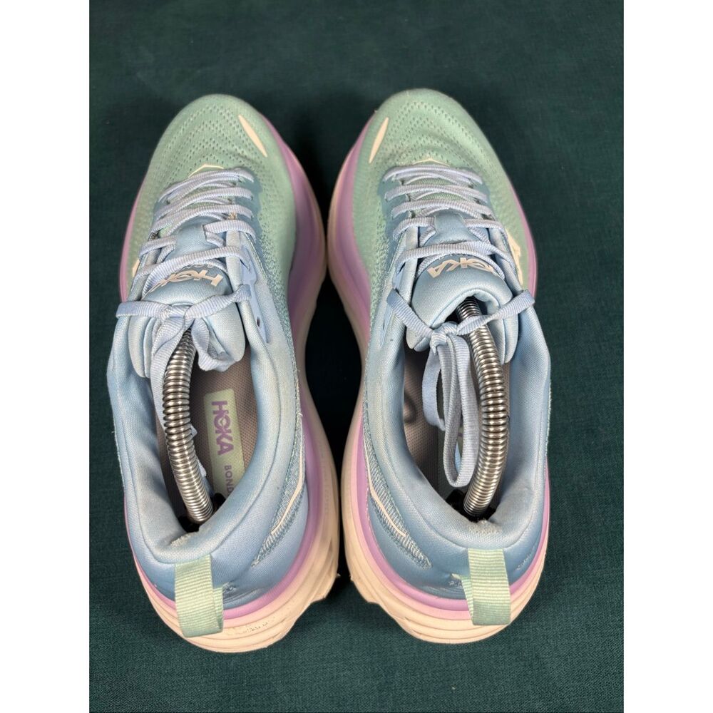 Hoka Bondi 8 Running Shoes Women’s Size 10.5 Blue Purple Cushioned Sneakers - Picture 6 of 8